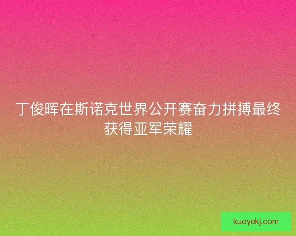 丁俊晖在斯诺克世界公开赛奋力拼搏最终获得亚军荣耀